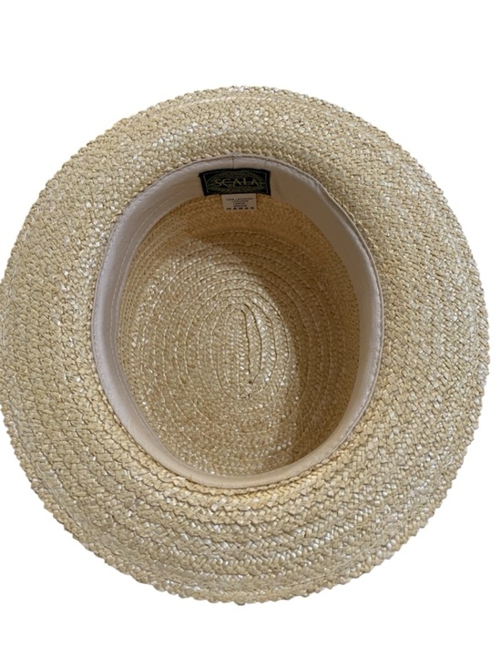 Scala Women\'s Gondola Natural Straw Boater Hat with Pink and Blue Lace‎ Size L main image 4